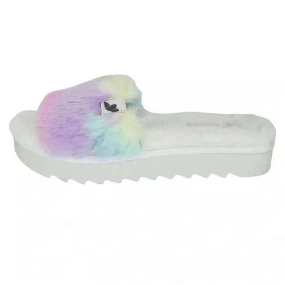 Koolaburra by UGG Womens Fuzz-AH Faux Fur Pastel Slide Sandals Size 6M - Picture 2 of 9